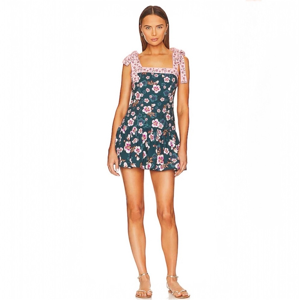 Agua Bendita X Revolve Joaquina Mini Dress In Vita Blue S Nwt
